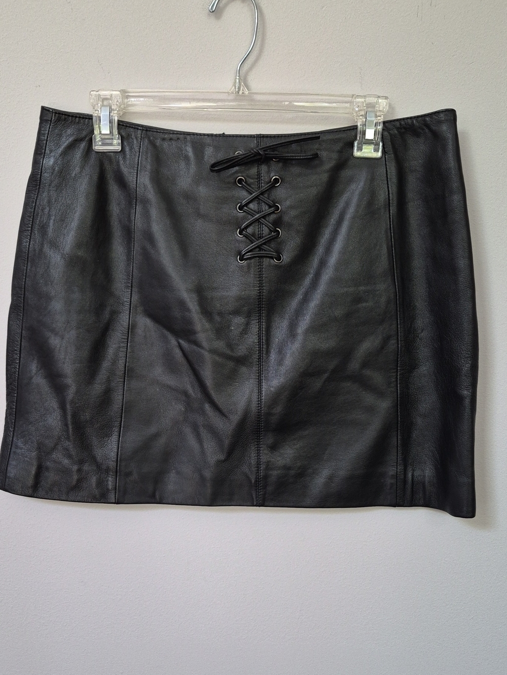 Y2K Wilsons Leather Maxima Skirt Womens 12 Black Rare Laced Mini Rock Punk Moto